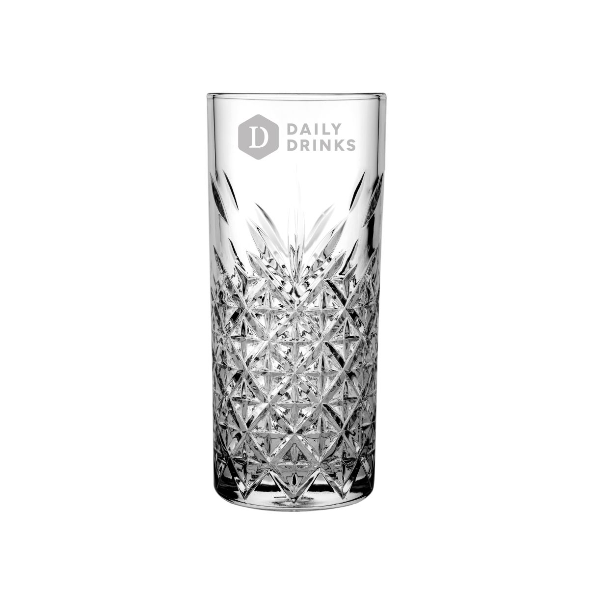 Engraving of DailyDrinks logo on the front view of the Timeless Raki Glass 18 cl. glass.