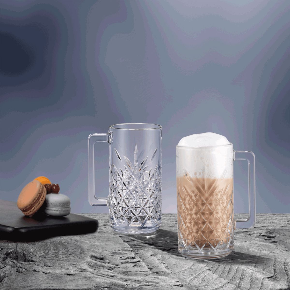 Timeless Tea Glass 31 cl. filled with hot beverage placed in mood picture.