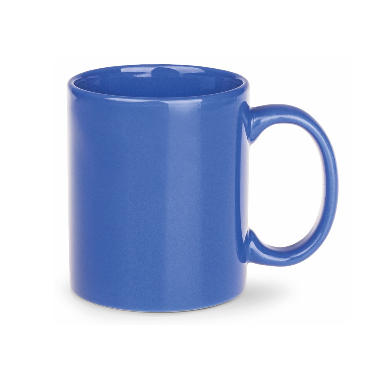 Front Tomek mug 30 cl. in blue porcelain with straight sides, classic handle and smooth surface.