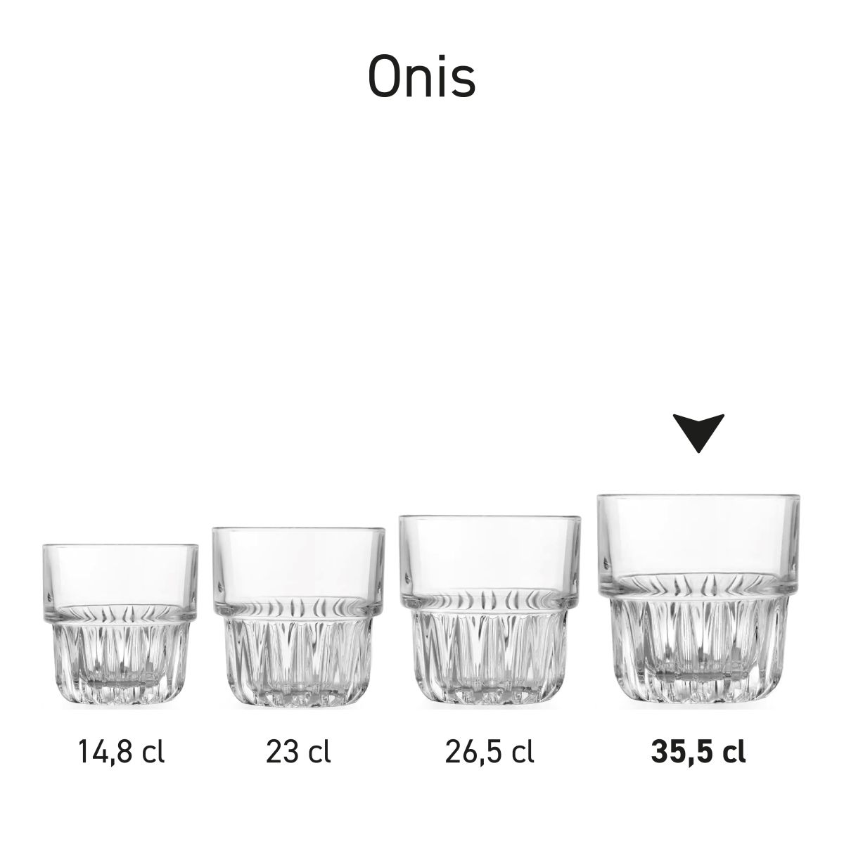 Set of Tumbler Onis Everest glasses in series format, suitable for catering and events.