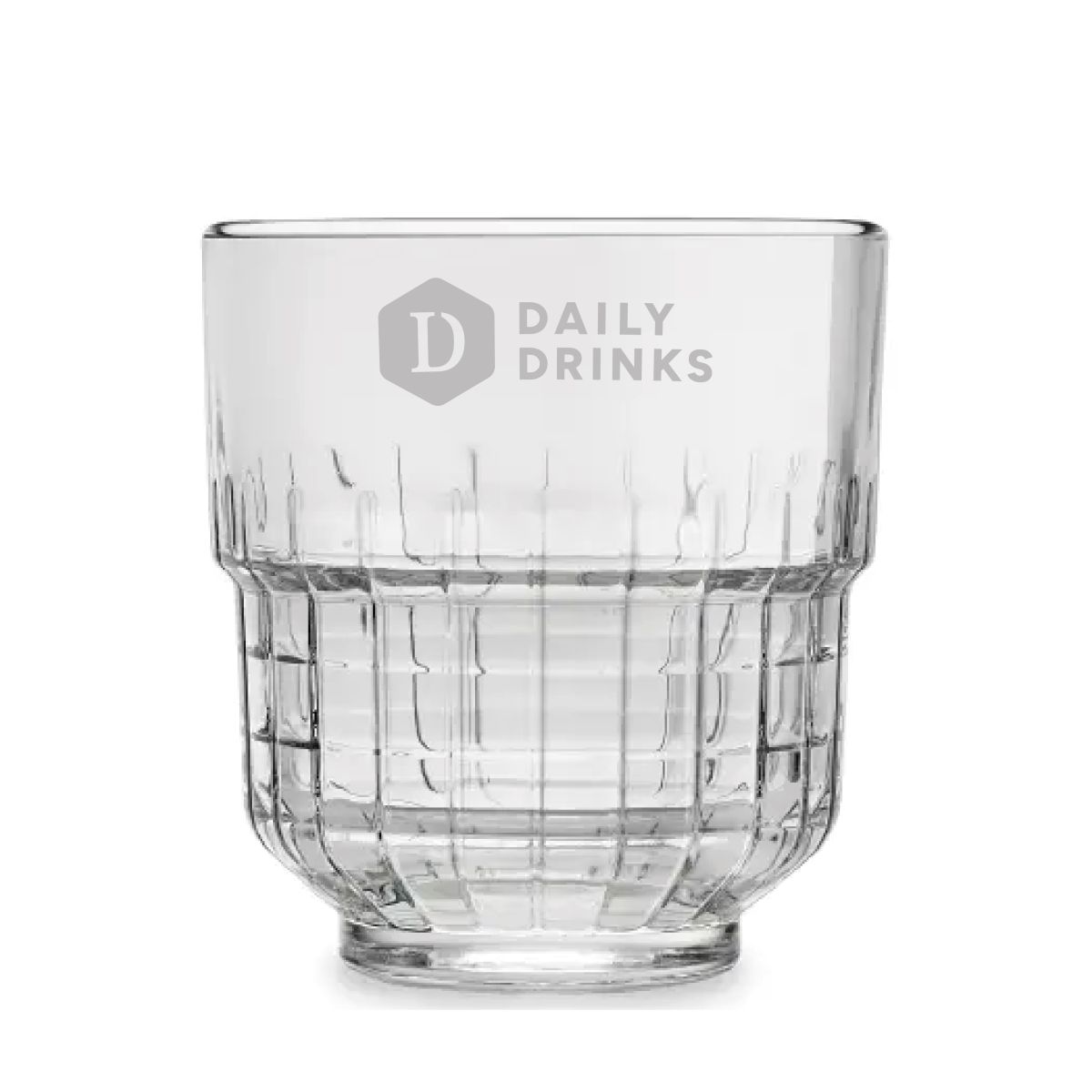 Front of the Onis glass 35 cl. with engraved DailyDrinks logo subtly incorporated into the glass.