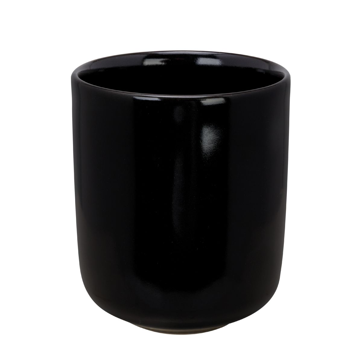 Front view of Venus cup 35 cl. without handle in black porcelain with straight cylindrical shape. Front view of Venus cup 35 cl. without handle in black porcelain with straight cylindrical shape.