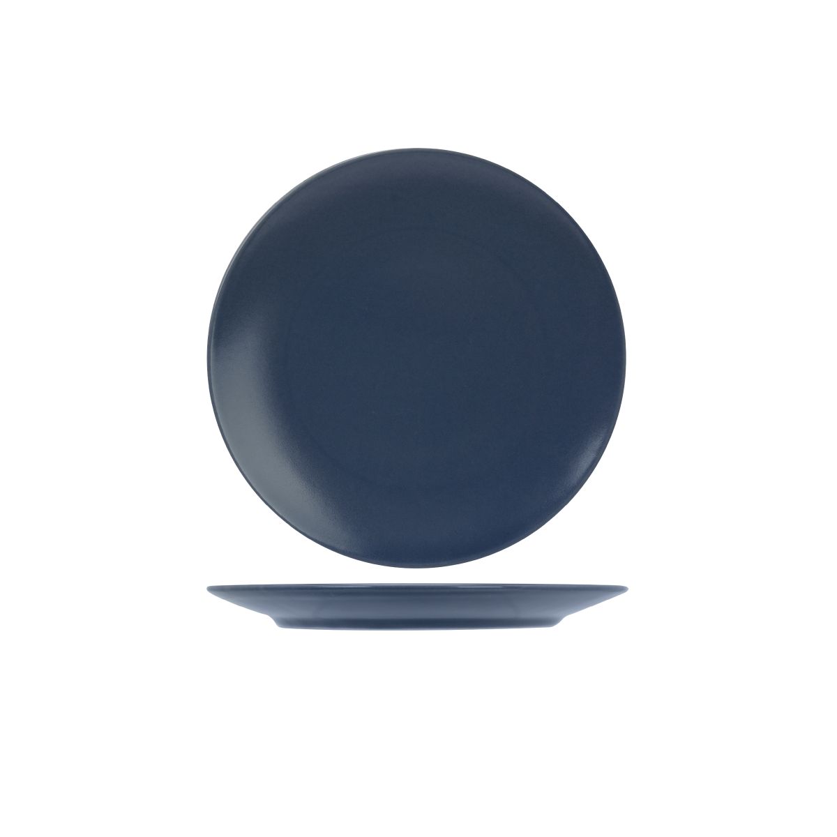 Venus plate 20 cm in blue porcelain, tightly rendered in front view.