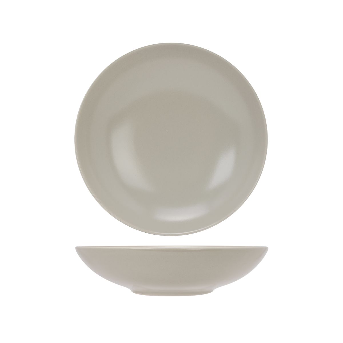 Straight front view of the Venus plate deep 21 cm made of black pottery with round shape and matt finish. Straight front view of the Venus plate deep 21 cm made of black pottery with round shape and matt finish.