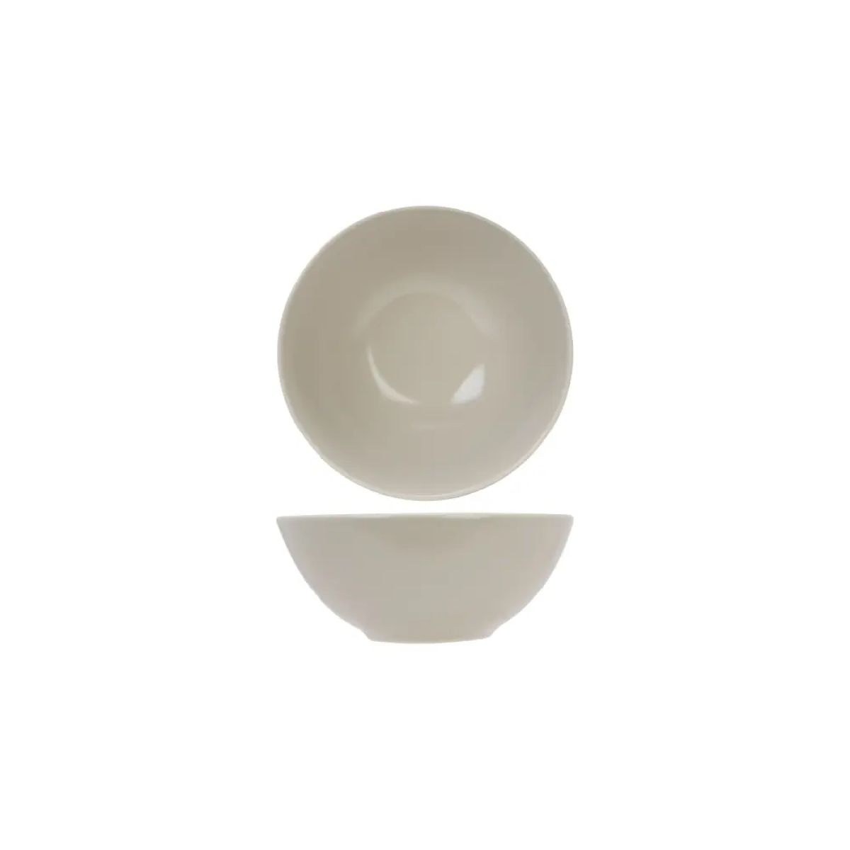Front view of the Venus bowl 16 cm made of ivory pottery with round shape and smooth interior.