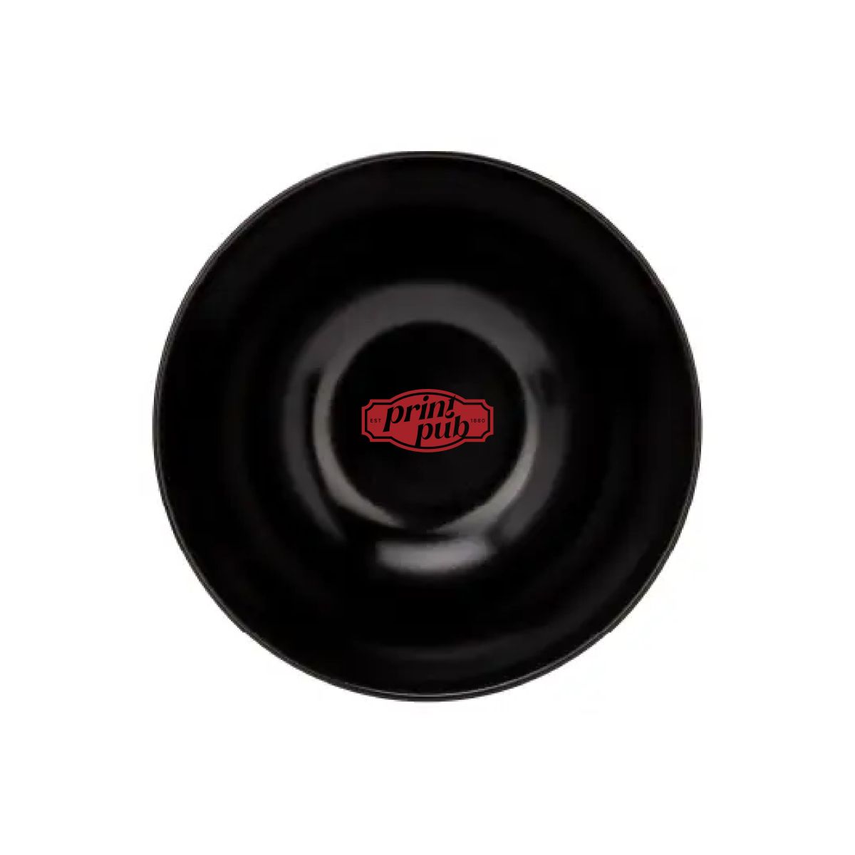 Venus bowl 16 cm with single-coloured PrintPub logo on the front of the ceramic surface.