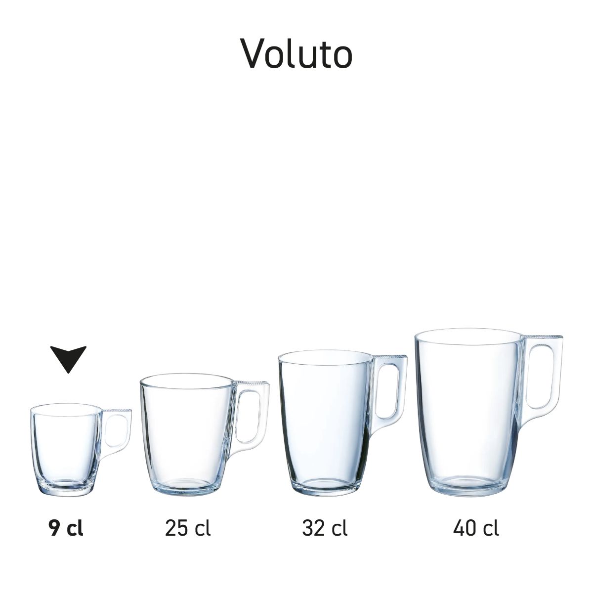 Series view with several Voluto glasses arranged side by side.