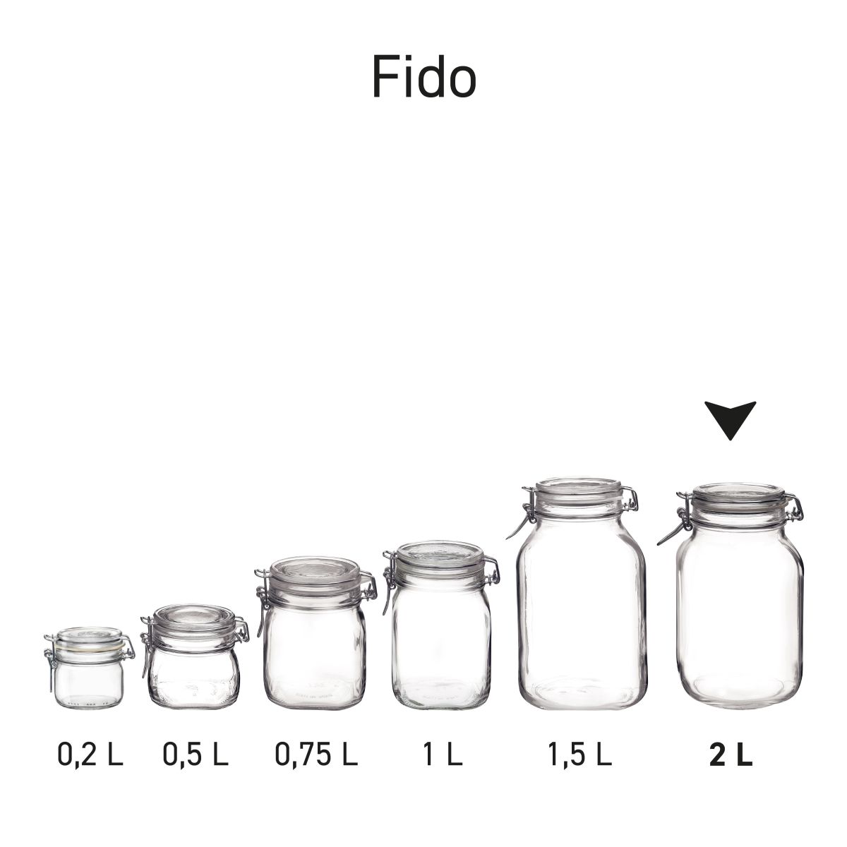 Series image showing multiple Fido glass weck jars in arrangement.