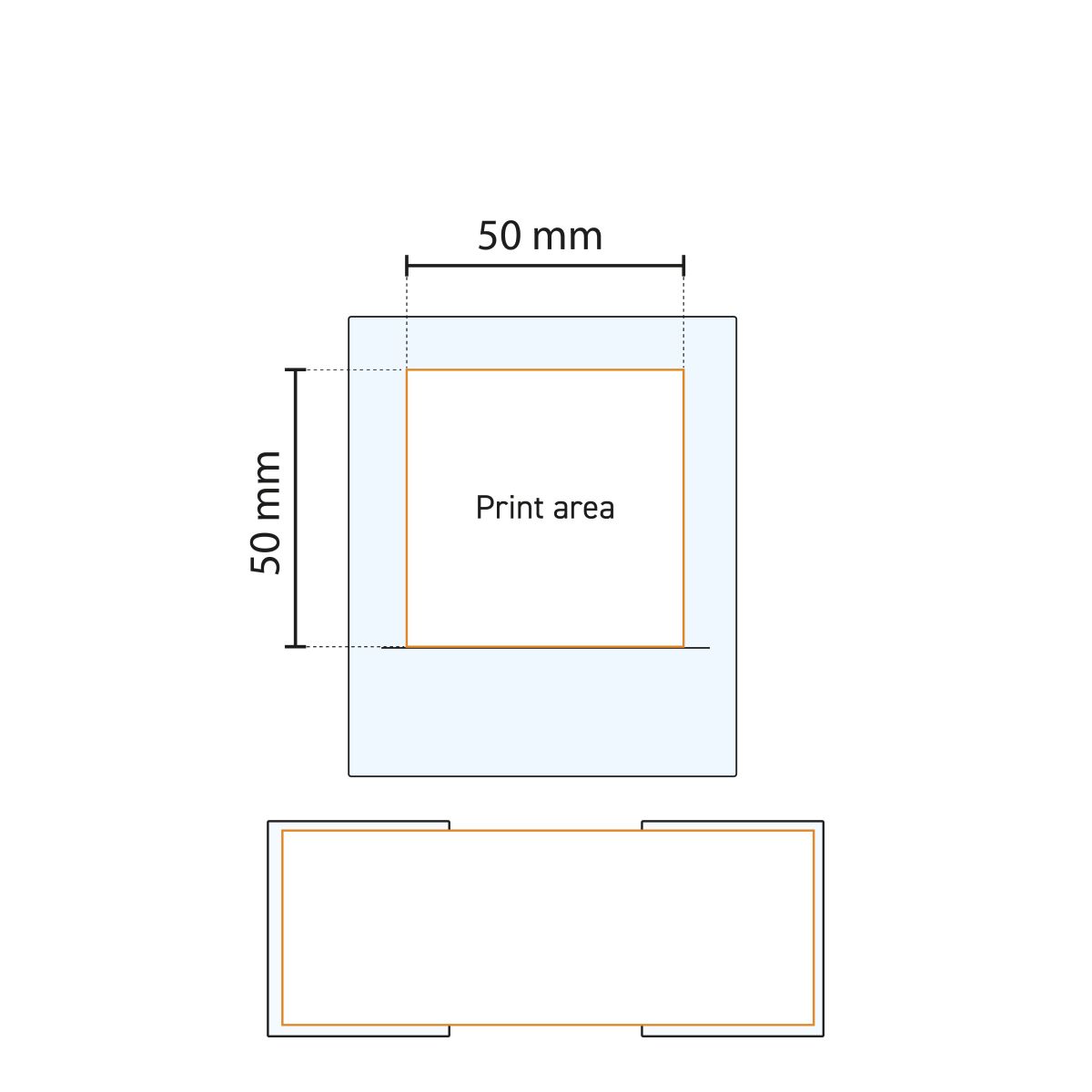 Technical working drawing indicating the pressure area on the whisky glass 20 cl.